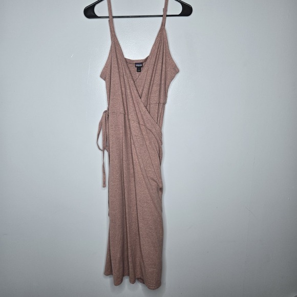 New Patagonia Wear With All Dress Wrap Evening Mauve Sz L Hemp Blend Longplains - Picture 3 of 13